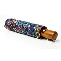 Warlukurlangu Aboriginal Art Folding Umbrella - Bush Tomato Dreaming