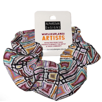 Warlukurlangu Aboriginal Design Hair Scrunchie (Large) - Water Dreaming