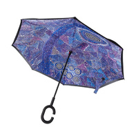 Warlukurlangu Aboriginal Art Inverted Umbrella - Seven Sisters Dreaming