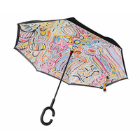 Warlukurlangu Aboriginal Art Inverted Umbrella - Mina Mina Dreaming 