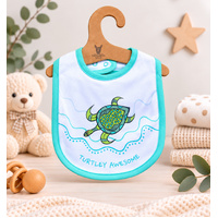 Yalnga the Turtle  [Aqua]  Aboriginal design Cotton Baby Bib - Muralappi Dreamytime