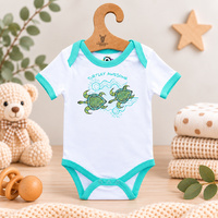 Turtle Playtime [Aqua] Aboriginal design Soft Cotton Romper (0-3mths) - Muralappi Dreamytime