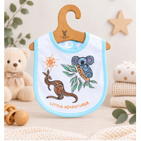 Kangaroo & Koala [Blue] Aboriginal design Cotton Baby Bib - Muralappi Dreamytime
