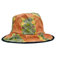 Warrina Aboriginal Art Reversible Bucket Hat - Bush Banana/Fire Dreaming