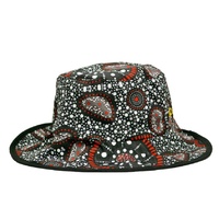 Warrina Aboriginal Art Reversible Bucket Hat - Bush Onion Wild Flowers/Bush Food Dreaming
