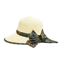Warrina Aboriginal Art Ladies Straw Floppy Hat - Bush Camp