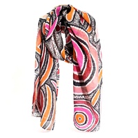 Celebration of Life - Better World Aboriginal Art Organic Cotton Summer Scarf (200cm x 70cm)
