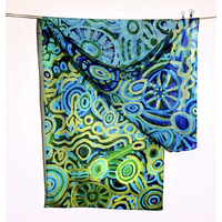 Better World Aboriginal Art Organic Cotton Summer Scarf (200cm x 70cm)  - Ngarrindjeri Country