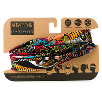 Justin Butler Aboriginal Art Head Sock - Dingo & Kangaroo Storyline
