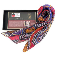 Warlukurlangu Aboriginal Art Giftboxed 100% Silk Scarf - Fire Dreaming