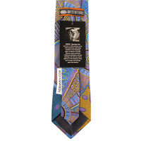 Outstations Aboriginal design Polyester Tie - Kangaroo Story (Blue)