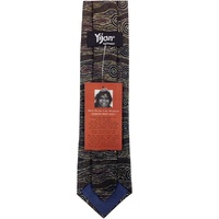 Yijan Aboriginal Art Polyester Tie - Water Dream (Brown)