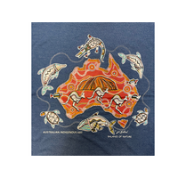 Balance of Nature (Denim) - Aboriginal Design T-Shirt [size: Medium]