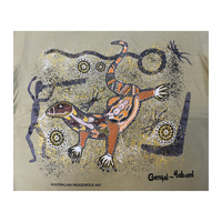 Ganyal (Lizard) [Khaki] - Aboriginal design T-Shirt [size: Small]