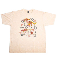 Kangaroo V1 (Acid Washed Tan) - Aboriginal design T-Shirt [size: Small]
