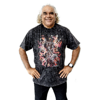 Quinkan (Acid Washed Black) - Aboriginal design T-Shirt [Size: Small]