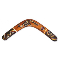 Handpainted Aboriginal Art Returning 3 Ply Boomerang - Traditional  [Size: Medium 40cm]