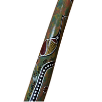 Eucalyptus handpainted Ironbark Didgeridoo [1.26m] - Brolga (Greens)