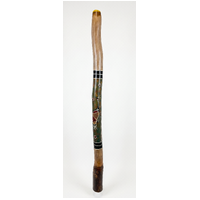 Green/Red - Brolga Eucalyptus (Grey Box) Handpainted Didgeridoo (1.27m) - Bark Base