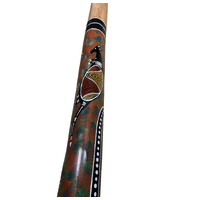 Orange/Green - Kangaroo  Eucalyptus (Grey Box) Handpainted Didgeridoo (1.24m) - Bark Base 