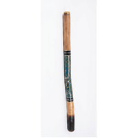 Green/Blue - Kangaroo  Eucalyptus (Grey Box) Handpainted Didgeridoo (1.28m) - Bark Base - 