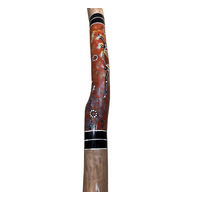 Red/Orange - Lizard Eucalyptus (Grey Box) Handpainted Didgeridoo (1.22m) - Bark Base