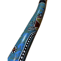 Eucalyptus (Ironbark) Handpainted Didgeridoo (1.35m) - Emu (Blue/Greens)