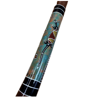 Eucalyptus (Ironbark) Handpainted Didgeridoo (1.28m) - Flared End with Lizard (Greens)