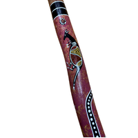 Eucalyptus (Ironbark) Handpainted Didgeridoo (1.37m) - Flared End with Kangaroo (Red/Pink)