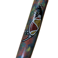 Eucalyptus (Ironbark) Handpainted Didgeridoo (1.38m) - Kangaroo (Browns/Greens)