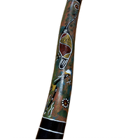 Eucalyptus (Ironbark) Handpainted Didgeridoo (1.42m) - Flared End with Emu (Green/Orange)