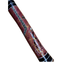 Eucalyptus (Ironbark) Handpainted Didgeridoo (1.43m) HEAVY - Flared End with Lizard (Red/Pink)