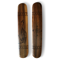 Aboriginal Handmade Brigalow flat Music/Clapping Sticks (30cm) - handburnt designs (Single Pair)