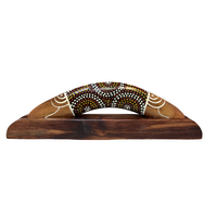 Skeenarang Booma -Traditional/Dot Art Handpainted [35cm) boomerang with timber Display Stand