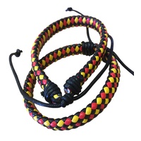 Aboriginal Plaited WIDE Leather Adjustable Wristband