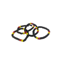 Aboriginal Stretch Wristband - Black Wood Beads 3 Colour