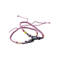 Aboriginal Wristband Pink Waxed 9 Bead Adjustable