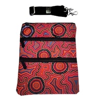 Hogarth Aboriginal Art 3 Zip Canvas Shoulder Bag - Pathways 2