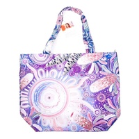 Chern'ee Sutton Aboriginal Art Canvas Beach Bag (38x50x15cm) - Banksia