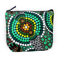 Bunabiri Aboriginal Art 1 Zip Cosmetic Purse - Colours of the Rainforest