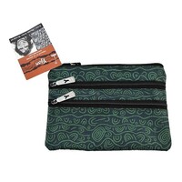Yijan Aboriginal Art 3 Zip Cosmetic/Toiletry Purse - Women's Ceremonial Place (Green)
