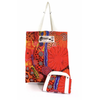 Better World Aboriginal Art Digital Print Cotton Folding Shopping Bag - Travelling through Country