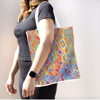Mina Mina Jukurrpa - Better World Aboriginal Art Digital Print Cotton Folding Shopping Bag