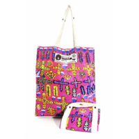 Medicine Plants Folding Digital Print Cotton Shopping Bag - Better World Aboriginal Art  