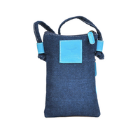 Diwana Dreaming Genuine Leather/Denim Canvas "Hippie" Bag (13 X 19cm) - Blue Tang Serenade