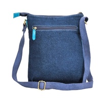Blue Tang Seranade Leather/Black Canvas XBody Shoulder Bag (26cm x 20cm) - Diwana Dreaming 