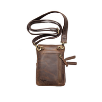 Diwana Dreaming Genuine Antique (Hunter) Leather / Canvas Shoulder Bag 12 X 18cm - Wings of Freedom