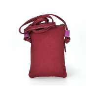 By Meeka Leather/Maroon Canvas XBody Shoulder Bag (13 X 19cm) - Waratah