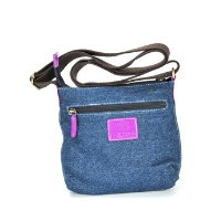 By Meeka Leather/Denim Canvas XBody Shoulder Bag (20 X 22cm) - Waratah