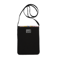 Patricia Fatt Leather/Black Canvas Compact Sling/Shoulder Bag (19cm x 14cm) - Looking For Periwinkles